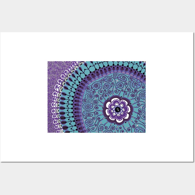 Turquoise, Purple, and Lavender Mandala Wall Art by CTWuellner